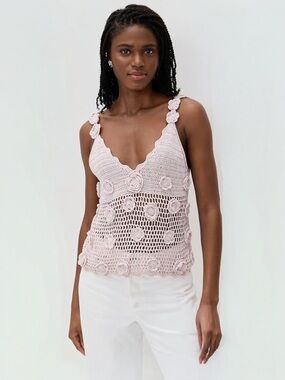 BLANKNYC Twinkle Toes Crochet Tank Top Lavender 3D Rosette Floral NWT Sz S